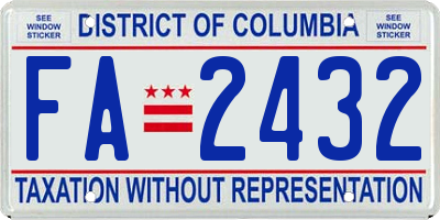 DC license plate FA2432