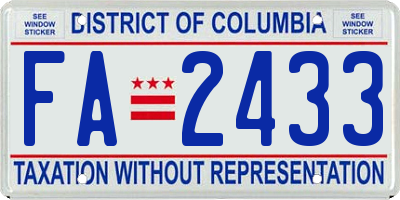 DC license plate FA2433