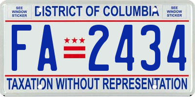 DC license plate FA2434