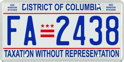 DC license plate FA2438