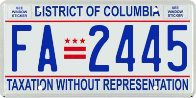 DC license plate FA2445