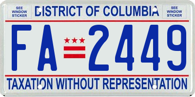 DC license plate FA2449