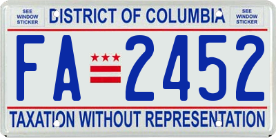 DC license plate FA2452