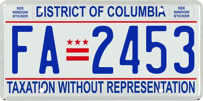 DC license plate FA2453