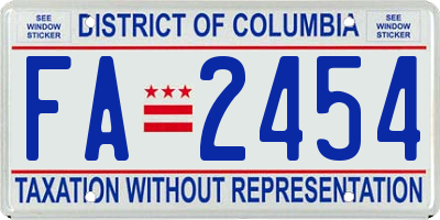 DC license plate FA2454