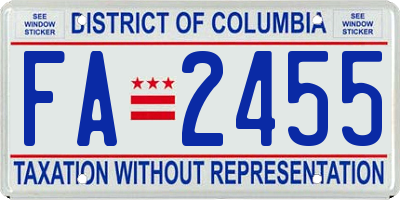 DC license plate FA2455