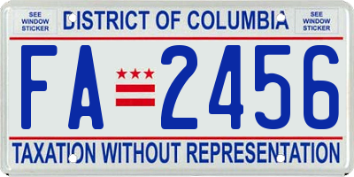 DC license plate FA2456