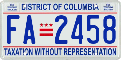 DC license plate FA2458