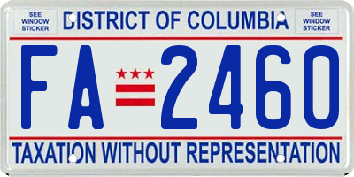 DC license plate FA2460