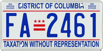 DC license plate FA2461