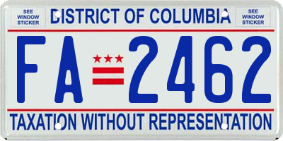 DC license plate FA2462