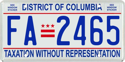 DC license plate FA2465