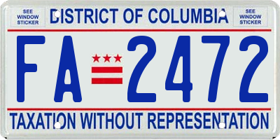 DC license plate FA2472