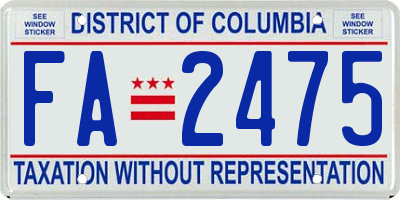 DC license plate FA2475