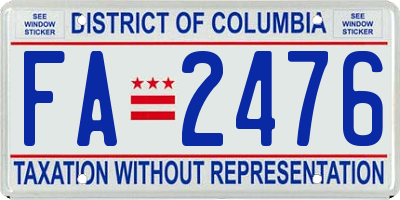 DC license plate FA2476