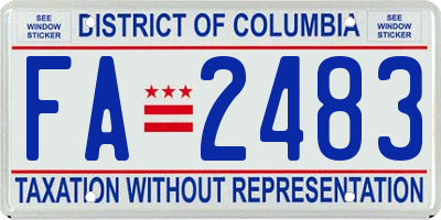 DC license plate FA2483