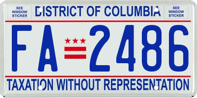 DC license plate FA2486