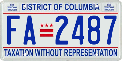 DC license plate FA2487