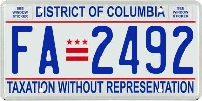 DC license plate FA2492