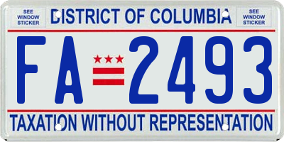 DC license plate FA2493