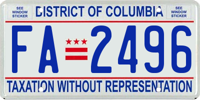 DC license plate FA2496