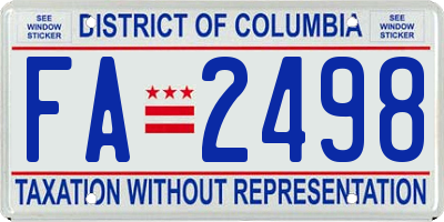 DC license plate FA2498