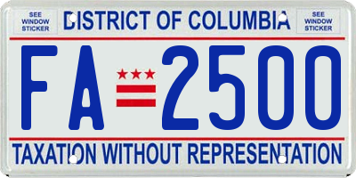 DC license plate FA2500