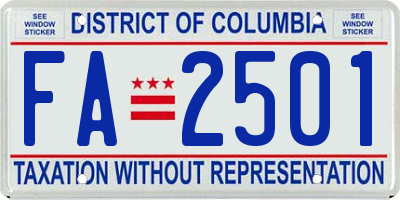 DC license plate FA2501