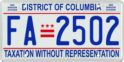 DC license plate FA2502