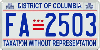 DC license plate FA2503