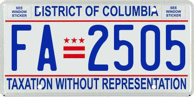 DC license plate FA2505