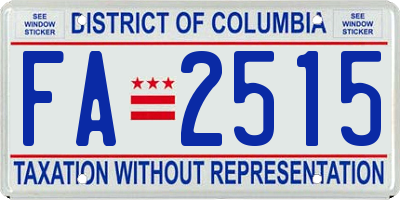 DC license plate FA2515