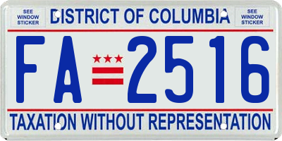 DC license plate FA2516