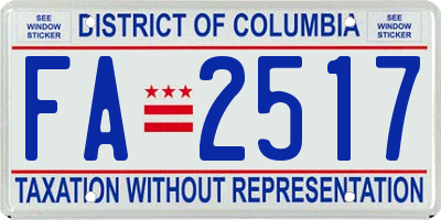 DC license plate FA2517