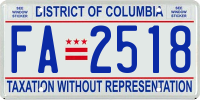 DC license plate FA2518