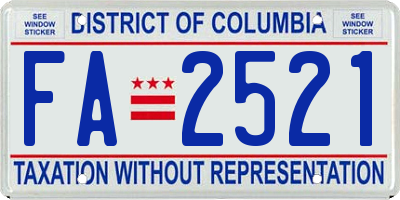 DC license plate FA2521