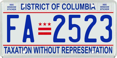 DC license plate FA2523