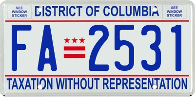 DC license plate FA2531