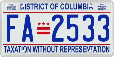 DC license plate FA2533