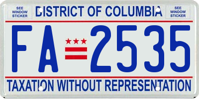 DC license plate FA2535