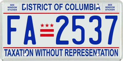 DC license plate FA2537