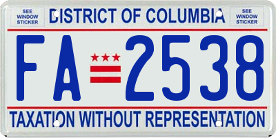 DC license plate FA2538