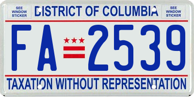 DC license plate FA2539