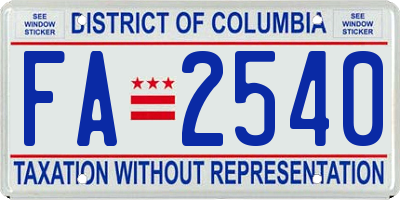 DC license plate FA2540