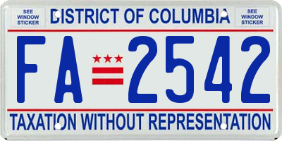 DC license plate FA2542