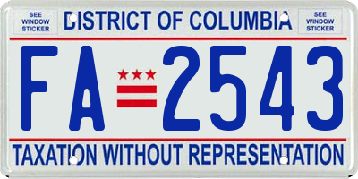 DC license plate FA2543