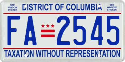 DC license plate FA2545