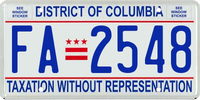 DC license plate FA2548