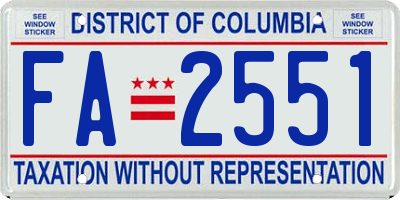 DC license plate FA2551