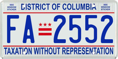 DC license plate FA2552